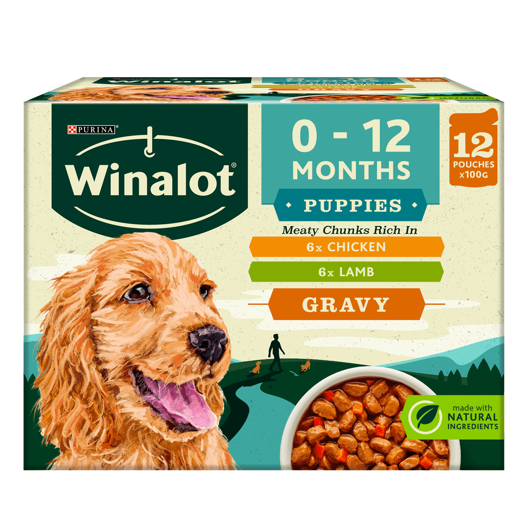 WINALOT® Meaty Chunks Puppy: Gravy Chicken, Lamb Wet Dog Food | Purina