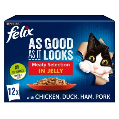 FELIX® As Good As it Looks Meaty Selection in Jelly (Chicken, Duck, Pork, Ham) Wet Cat Food