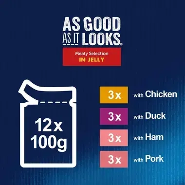 FELIX® As Good As it Looks Meaty Selection in Jelly (Chicken, Duck, Ham, Pork) Wet Cat Food