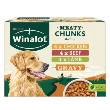 WINALOT® Meaty Chunks Mixed in Gravy (Beef, Chicken, Lamb) Wet Dog Food Pouches