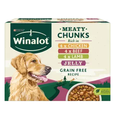 WINALOT® Meaty Chunks Mixed in Jelly (Beef, Chicken, Lamb) Wet Dog Food Pouch
