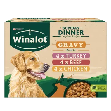 WINALOT® Sunday Dinner Mixed in Gravy (Beef, Chicken, Turkey) Wet Dog Food Pouch