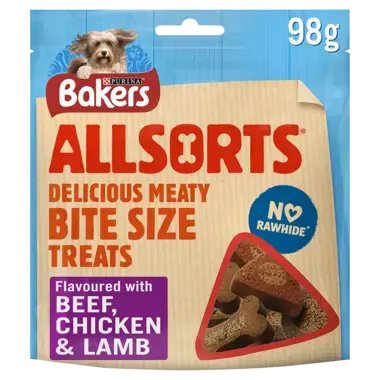 Bakers Allsorts treats with Beef, Chicken and Lamb